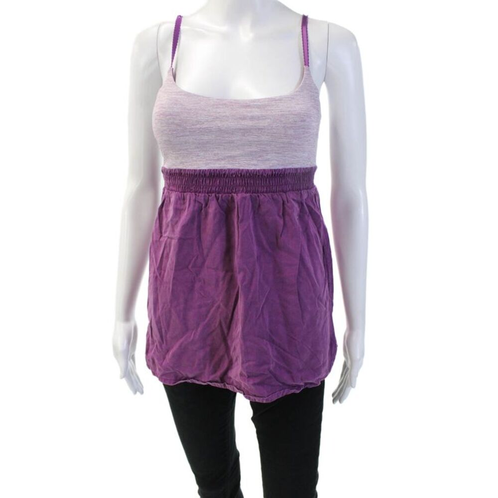 Lululemon Womens Striped Sleeveless Elastic Waist Active Top Purple Size 6